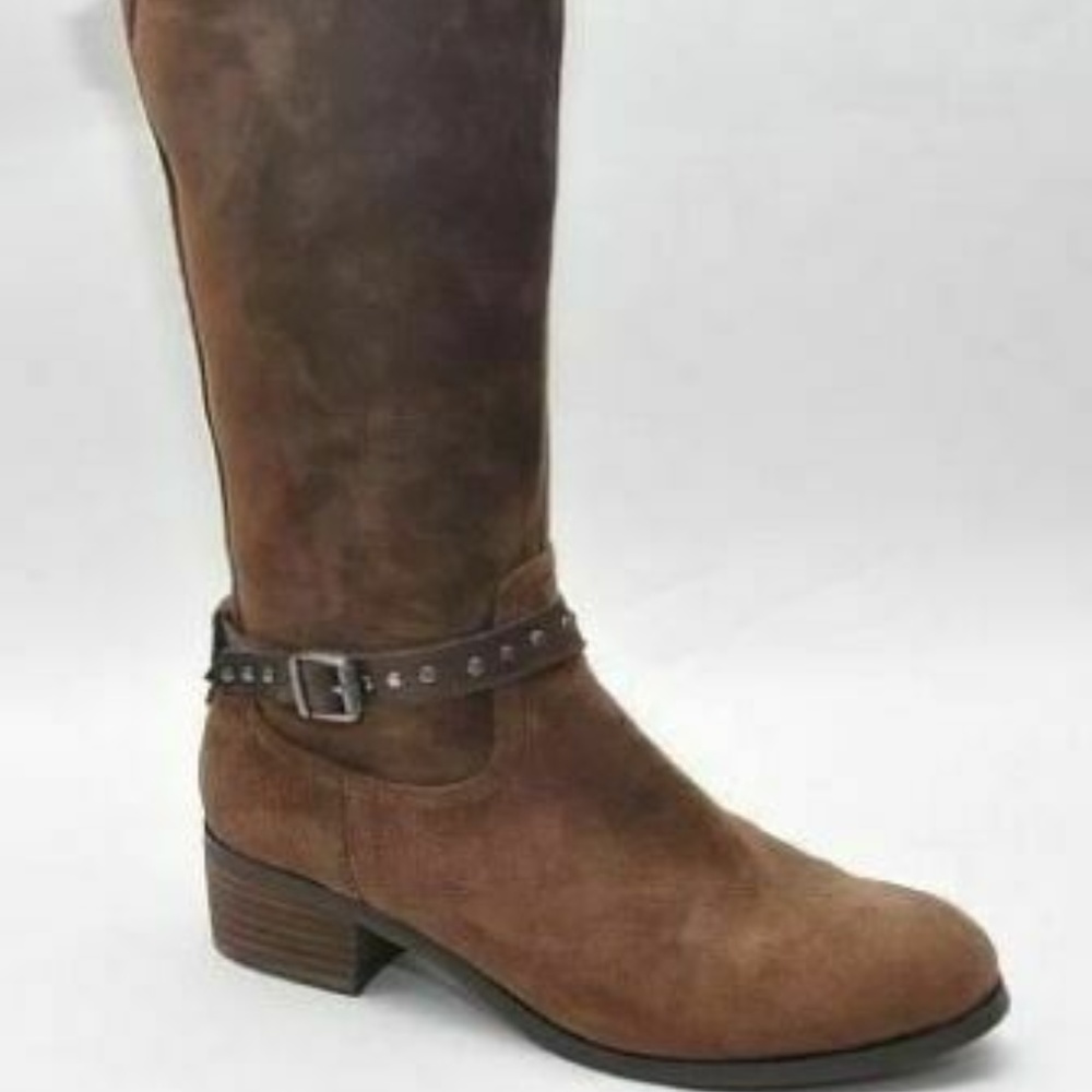 MARC FISHER "Tanker" Brown Suede Tall Riding boots